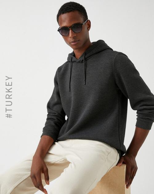Buy Heathered Hoodie with Cuffed Sleeves Online at Best Prices in India