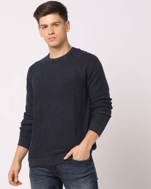 Textured Round-Neck Pullover