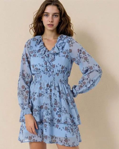 Floral Print Chiffon Dress