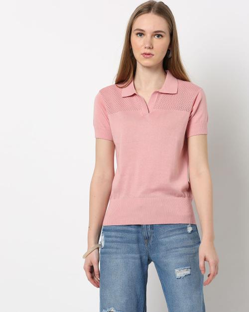 Polo T-Shirt with Ribbed Hem