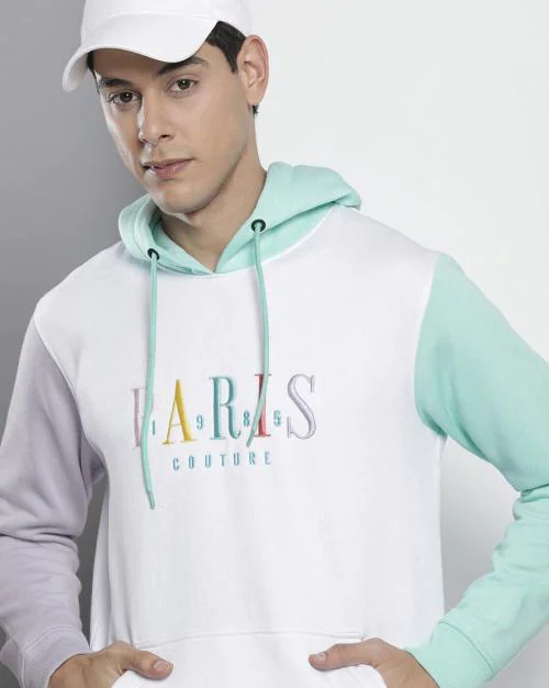 Embroidered Hoodie with Kangaroo Pocket