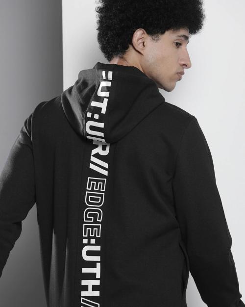 Typographic Print Hoodie with Drawstring