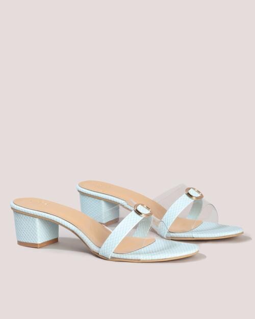 Women Reptilian Pattern Chunky Heeled Sandals