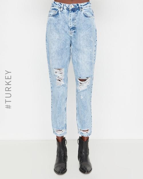 Heavily Washed Distressed Relaxed Fit Jeans