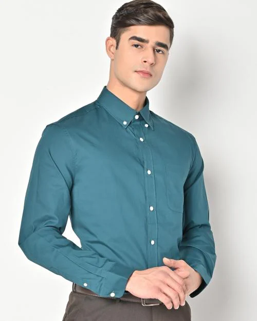 Pure Cotton Plain Collar Shirt