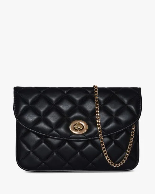 Quilted Envelope Clutch with Chain Strap