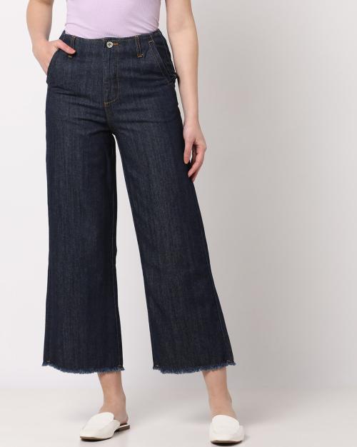 Wide-leg high waist Cropped Jeans