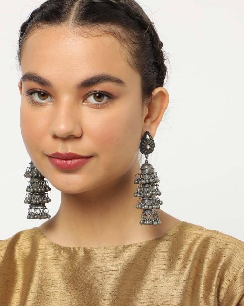 Paan Jhumka Earrings With Ghunghru - TR-KM-421