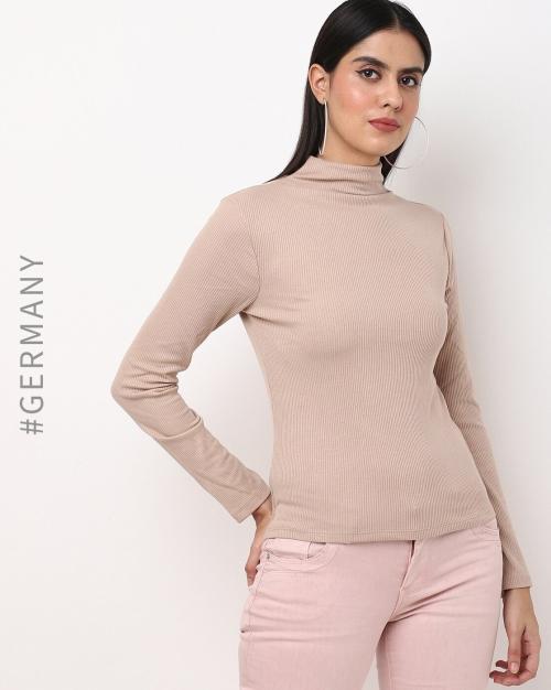 Ribbed High-Neck Top