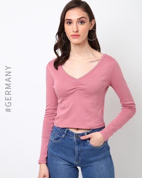 V-Neck Long Sleeve Top