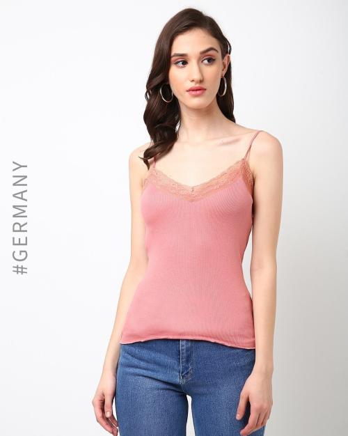 Strappy Cami Top with Lace Detail