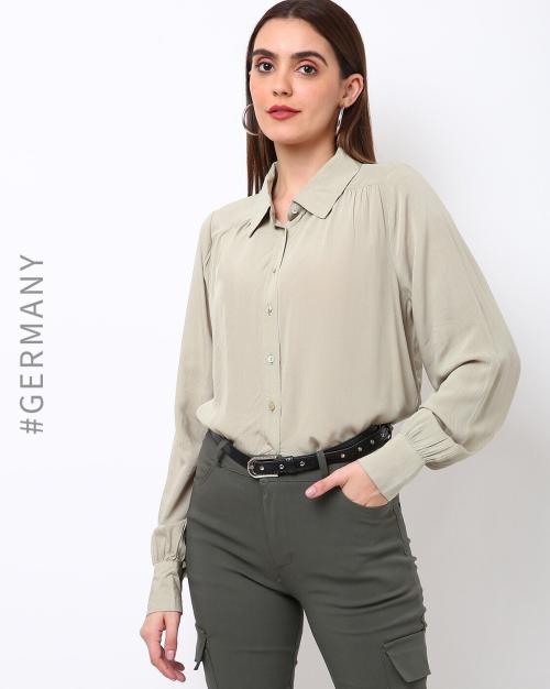 Fitted Shirt with Bishop Sleeves