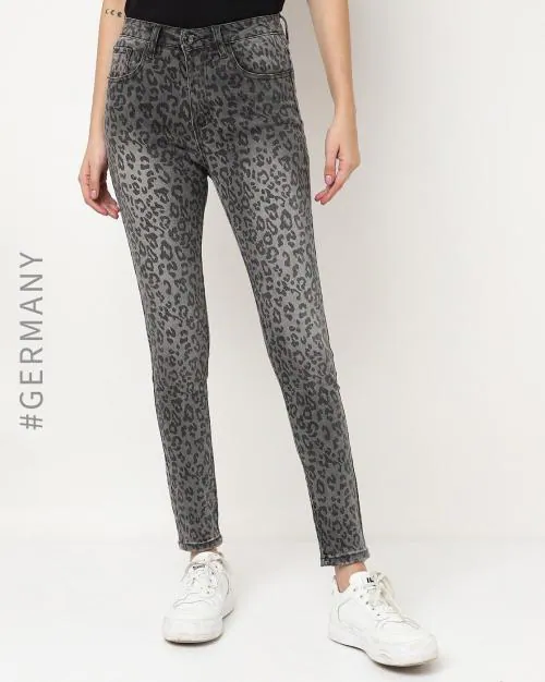 Animal Print Skinny Fit Jeans