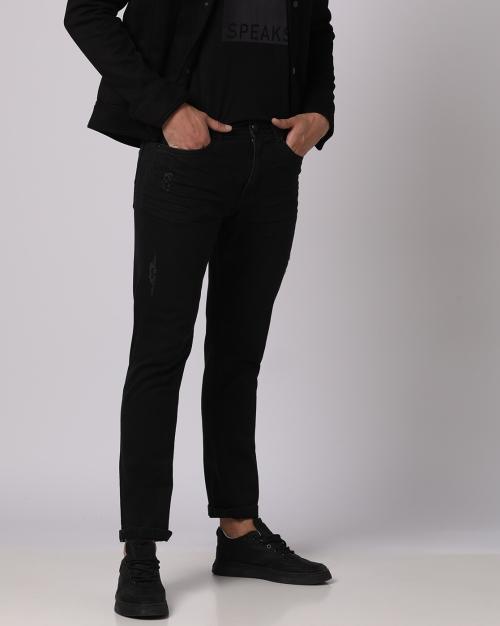 Slim Tapered Fit Distressed Jeans