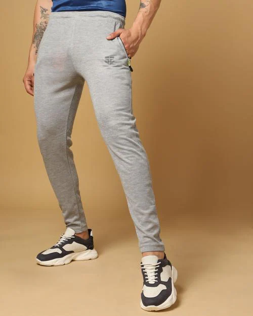 Men Track Pants with Placement Logo Print