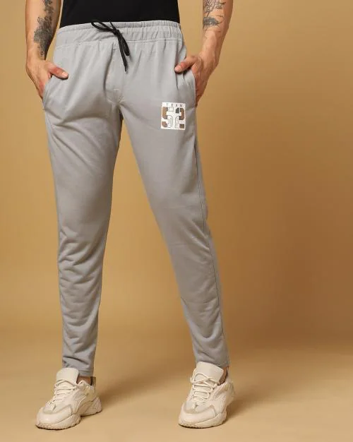 Men Track Pants with Placement Logo Print