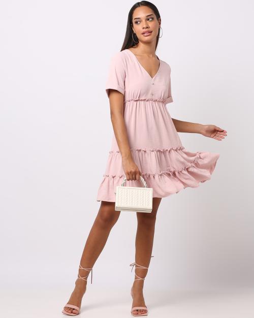 v neck tiered dress