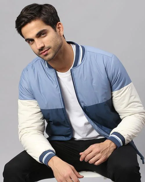 Colourblock Zip-Front Bomber Jacket