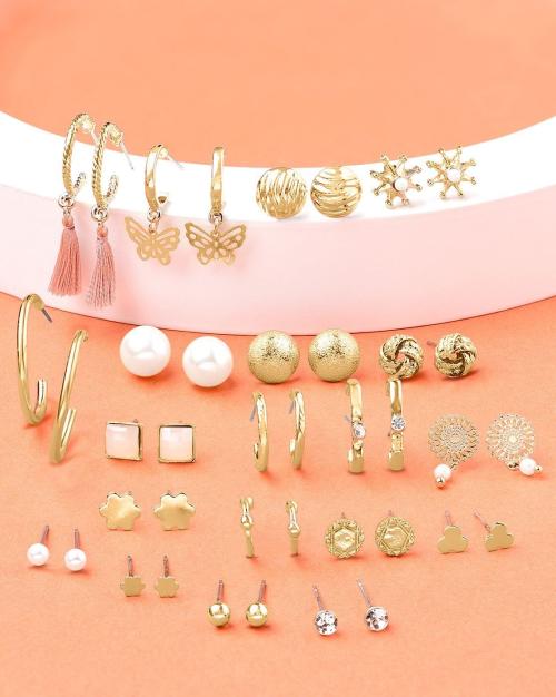 Set of 20 Classy Contemporary Studs & Drop Earrings - ZPFK14571