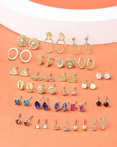 Buy Set of 25 Classy Contemporary Studs Earrings ZPFK14640 Online at