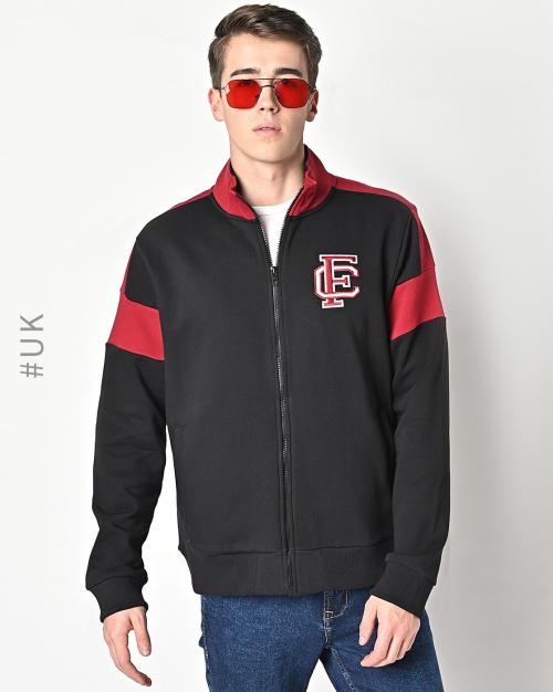 Slim Fit Zip-Front Sweatshirt with Slip Pockets