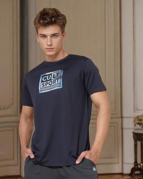 Regular Fit Brand Print Crew-Neck T-Shirt