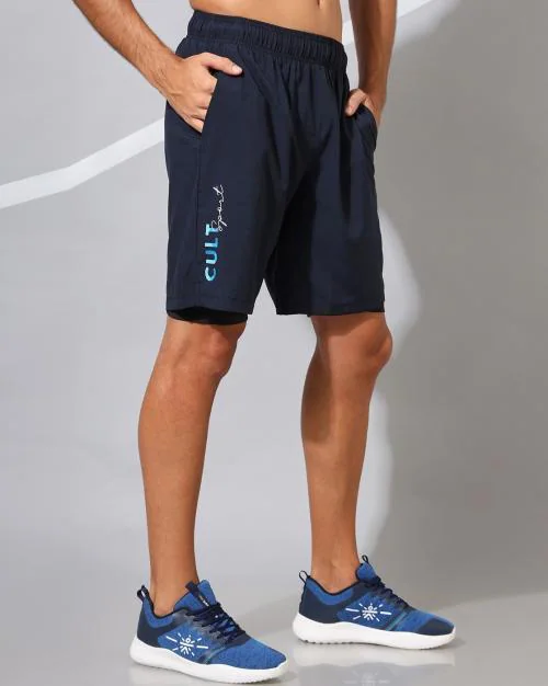 Shorts with Placement Brand Print