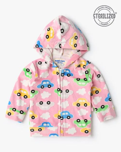 Printed Zip-Front Hoodie