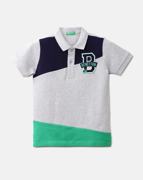 Diagonal Cut & Sew Polo T-Shirt
