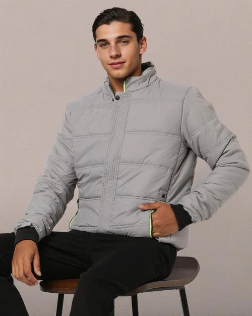 Zip-Front Puffer Jacket with Zipper Pockets
