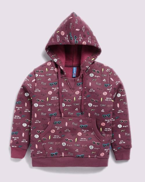 Boys Printed Regular Fit Hoodie