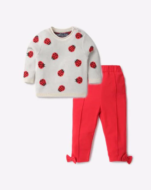 Ladybug-Knit Top with Pants