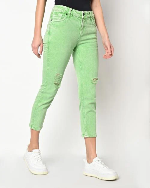 Lightly Distressed Straight Fit Jeans