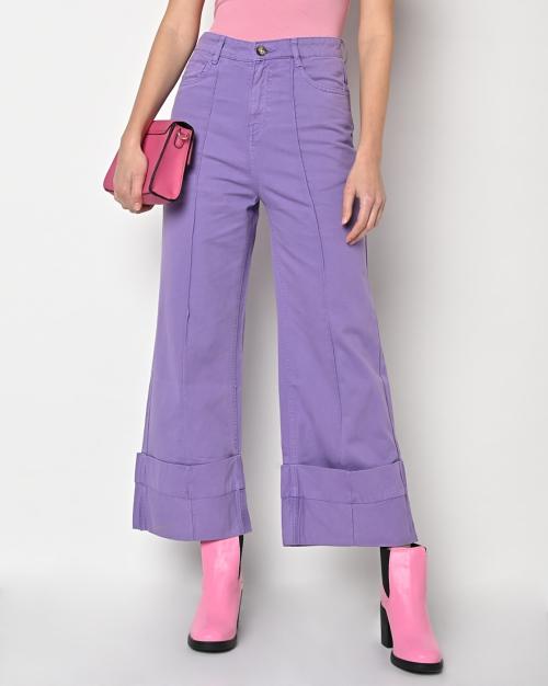 Wide Leg Jeans with Upturned Hems