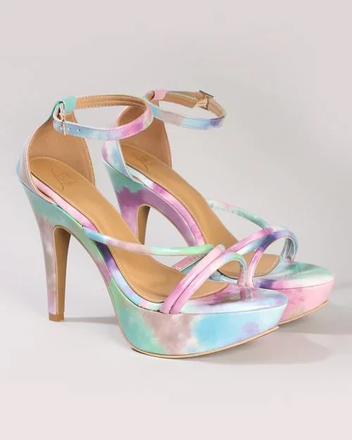 Women Printed Strappy Stilettoes