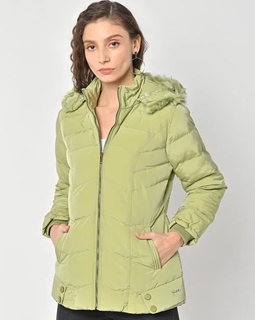 Zip-Front Puffer Jacket with Detachable Hood