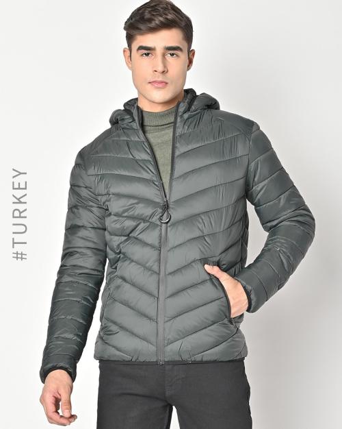 Slim Fit Puffer Hooded Jacket
