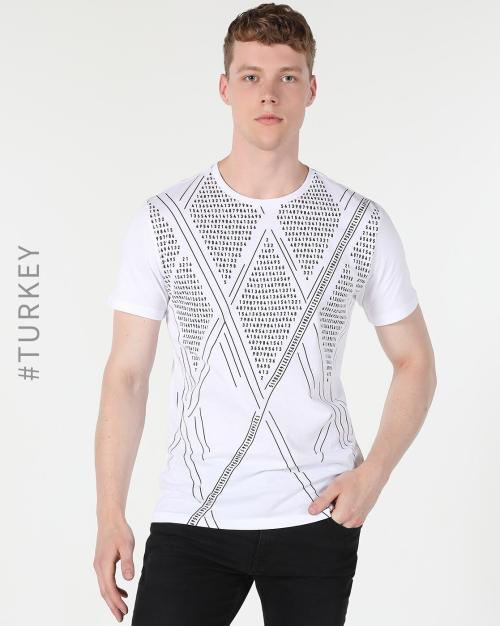 Regular Fit Numeric Print Crew-Neck T-Shirt