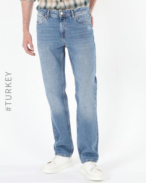 Heavily Washed Distressed Regular Fit Jeans