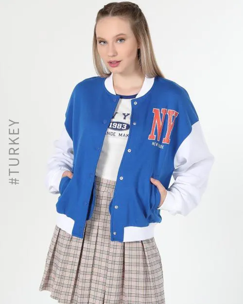 Typographic Print Drop-Shoulder Jacket