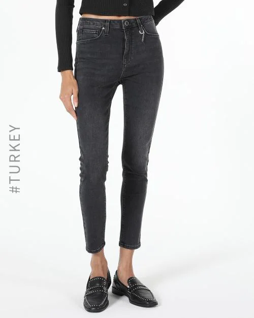 Heavily Washed Skinny Fit Jeans