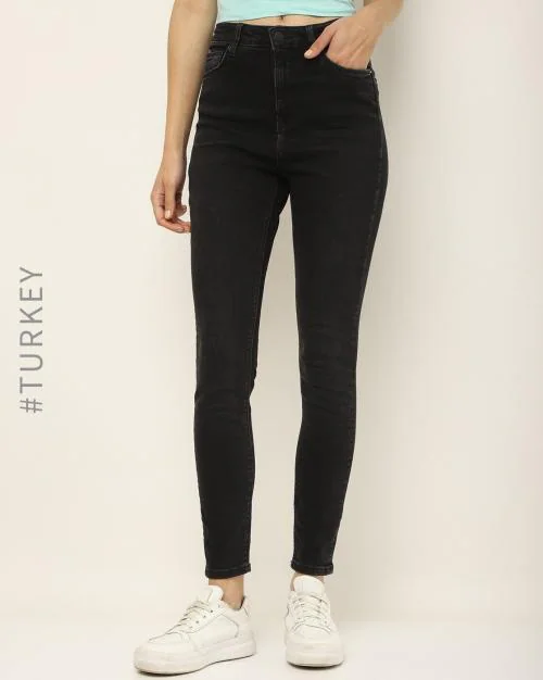 Lightly Washed Skinny Fit High Rise Jeans