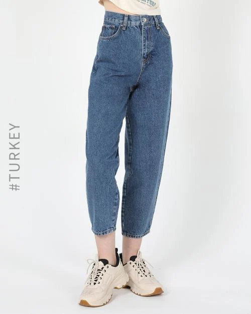 Lightly Washed Balloon Fit Jeans