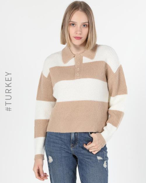 Striped Pullover with Ribbed Hems