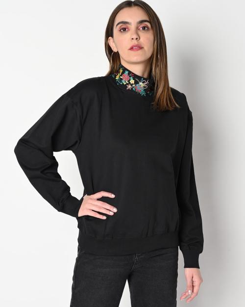 Embroidered High-Neck Sweatshirt