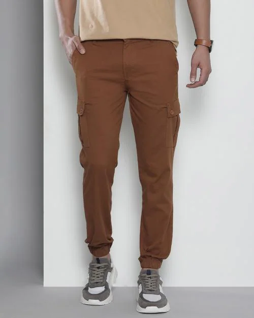 Slim Fit Flat Front Cargo Joggers