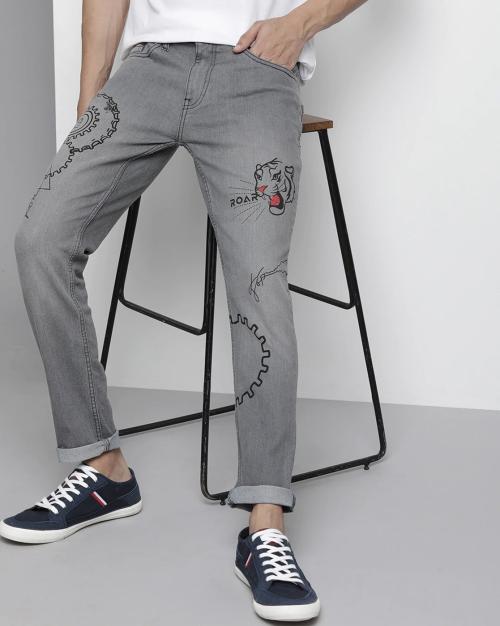 Mid-Wash Slim Fit Jeans