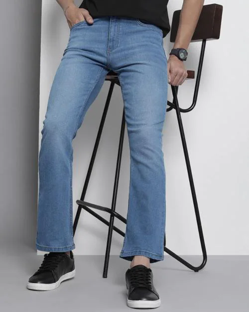 Heavily Washed Bootcut Jeans