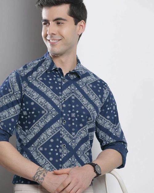 Buy Paisley Print Shirt with Spread Collar Online at Best Prices in