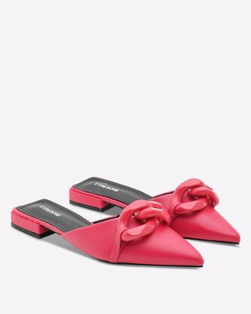 Slip-On Sandals with Chain Accent